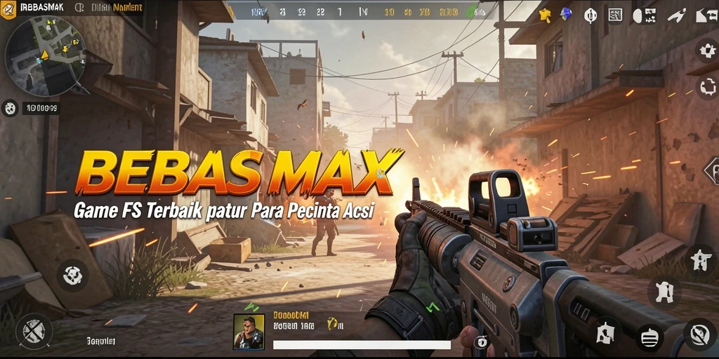 Screenshot gameplay BEBASMAX dengan aksi tembak-menembak yang seru.