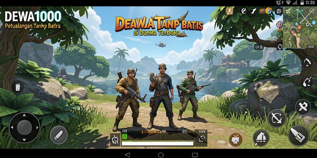 Screenshot gameplay DEWA1000 menunjukkan eksplorasi dunia terbuka yang memukau.