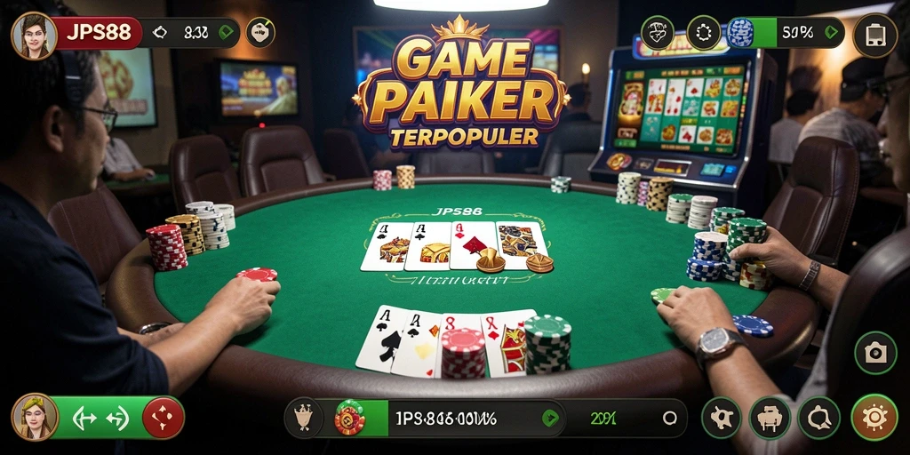 Screenshot utama dari JPS88 menampilkan gameplay poker yang menarik.