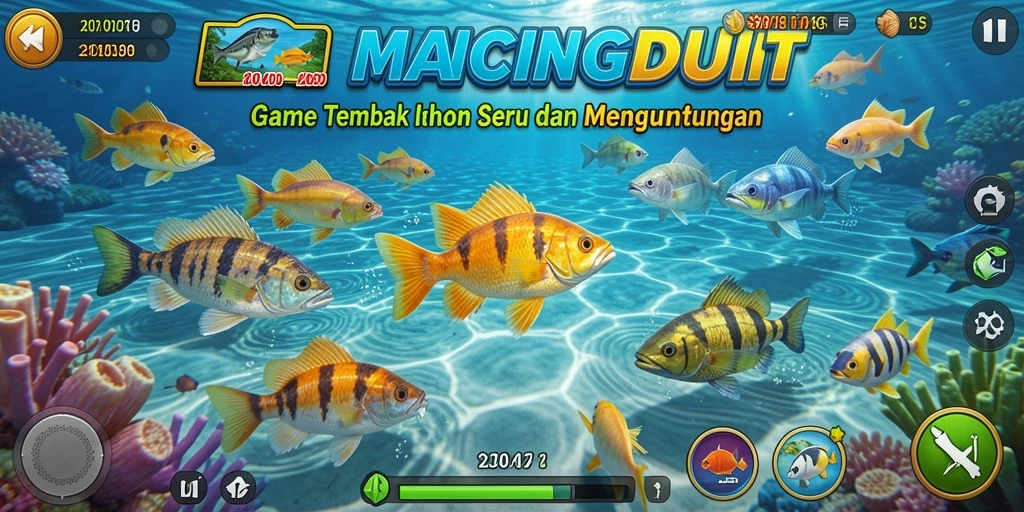 Tampilan gameplay seru MANCINGDUIT dengan aksi tembak ikan.