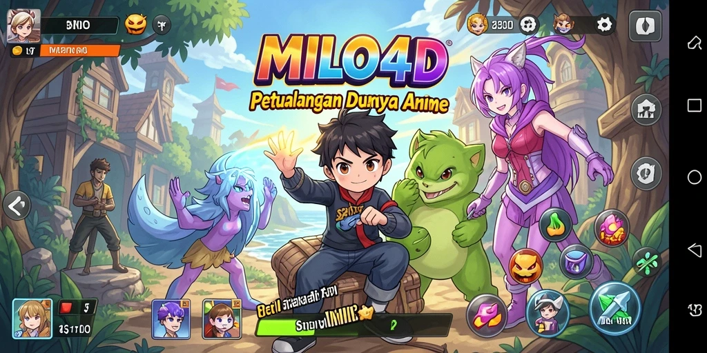 Tampilan gameplay seru dalam dunia Anime yang penuh warna.