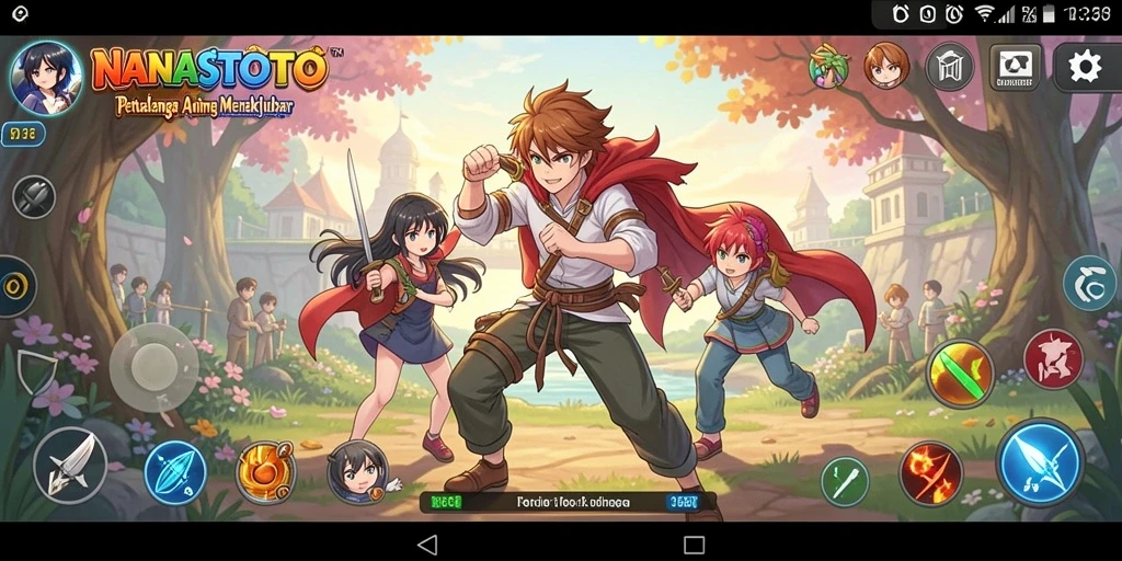 Tangkapan layar gameplay NANASTOTO menampilkan aksi seru dan karakter Anime.