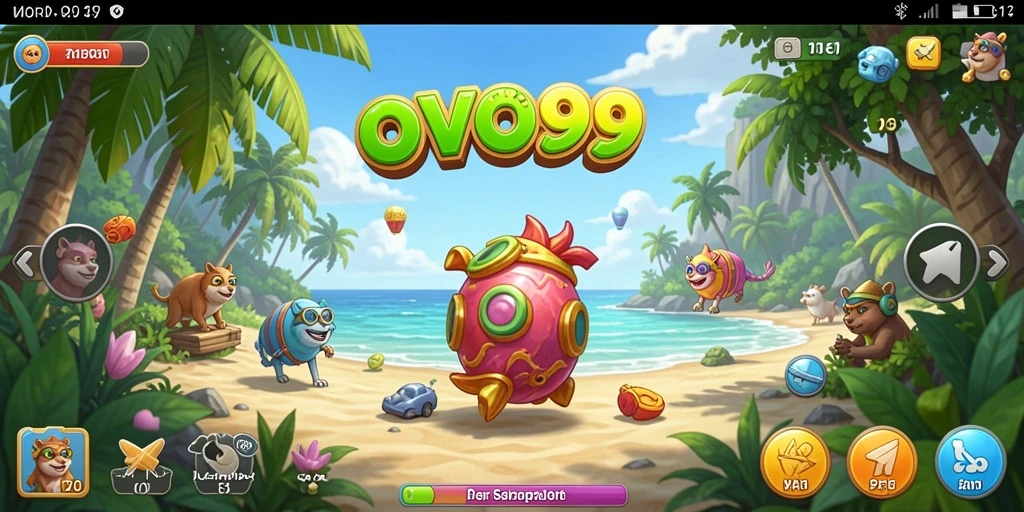Screenshot OVO99 menunjukkan gameplay santai yang menghibur.