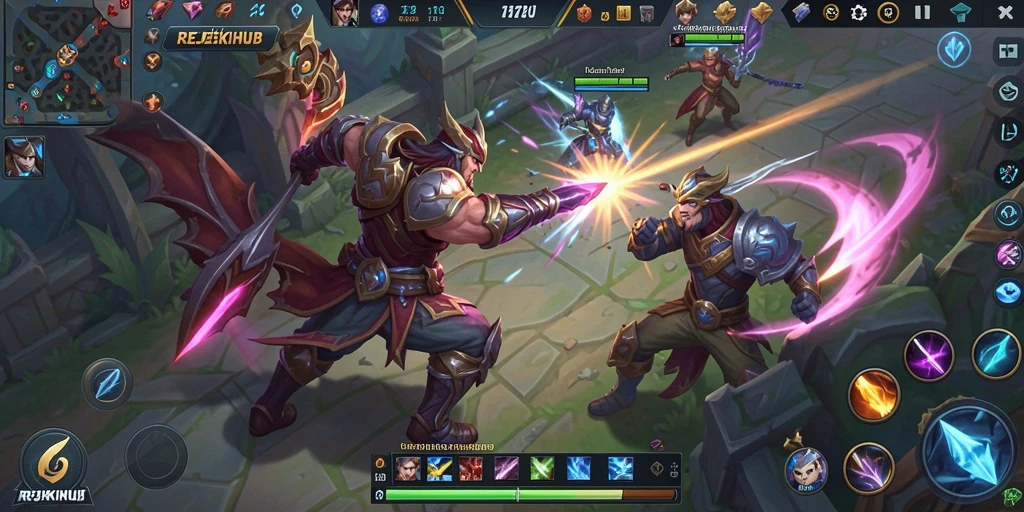 Tangkapan layar dari gameplay menegangkan di REJEKIHUB yang menunjukkan karakter dalam pertempuran.