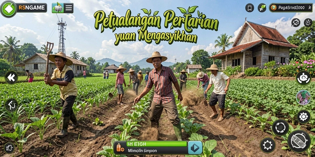 Tampilan gameplay RSNGAME yang menampilkan aktivtas bertani.