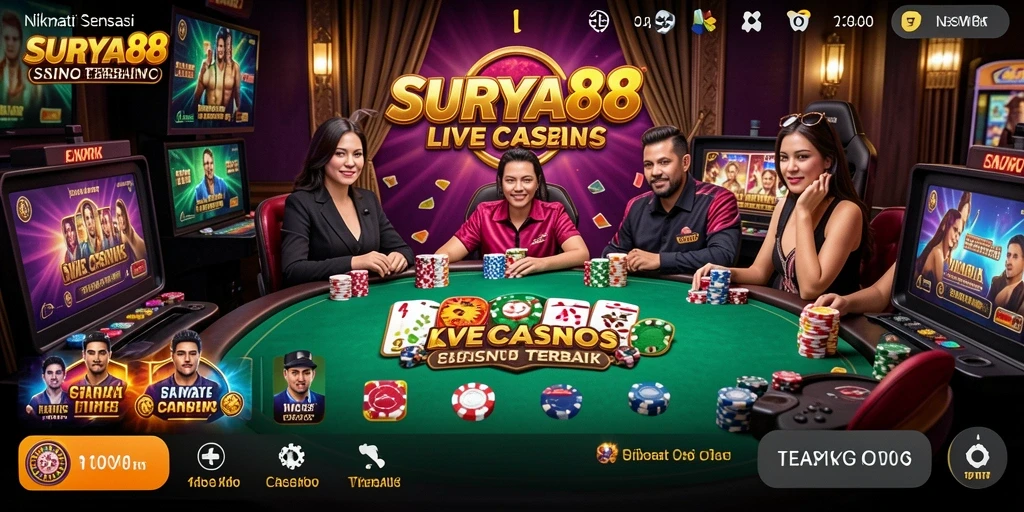 Screenshot gameplay SURYA88 dengan dealer langsung yang ramah.
