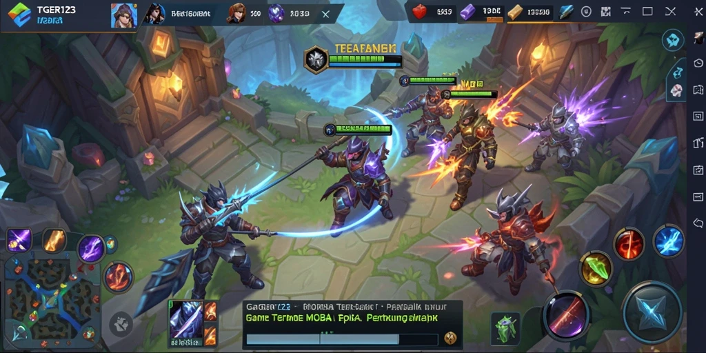 Tampilan seru dan intens gameplay MOBA TGER123.