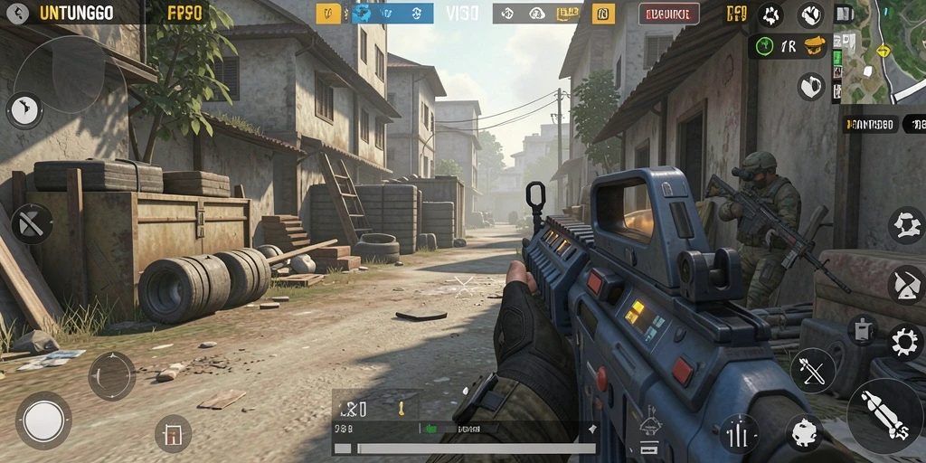 Gameplay seru dari UNTUNGGO dengan aksi FPS mendebarkan.