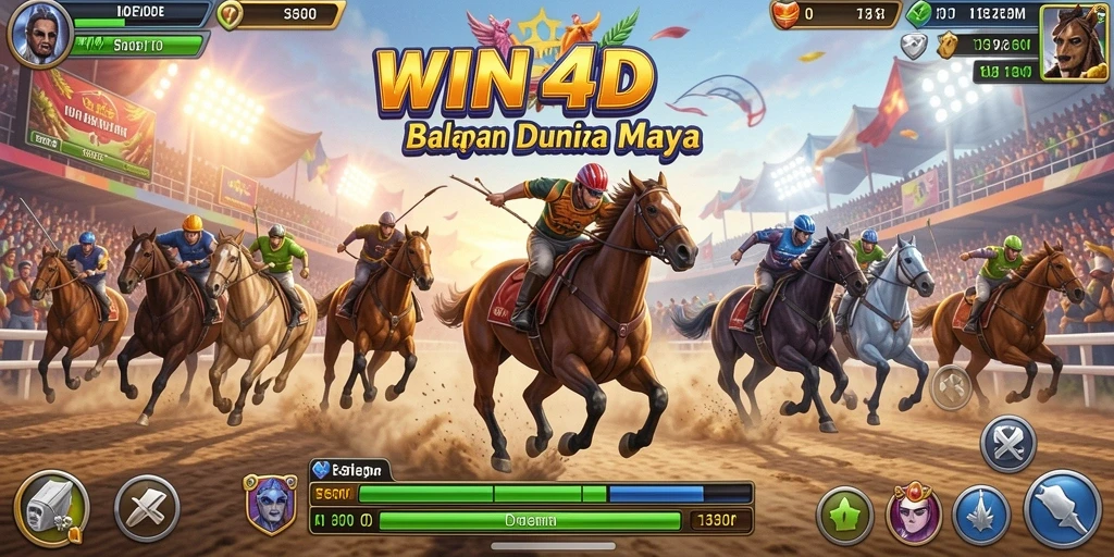 Tangkapan layar gameplay WIN4D menampilkan aksi balapan yang mendebarkan.