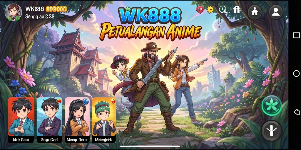 Tangkapan layar gameplay <strong>WK888</strong> menampilkan aksi karakter anime yang dinamis.