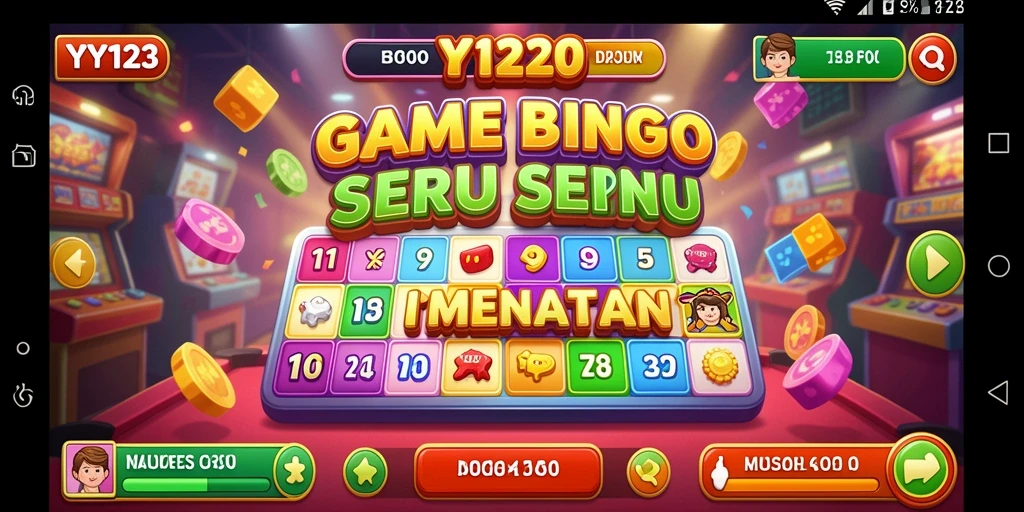 Tampilan gameplay seru di YY123 dengan kartu Bingo yang berwarna-warni.