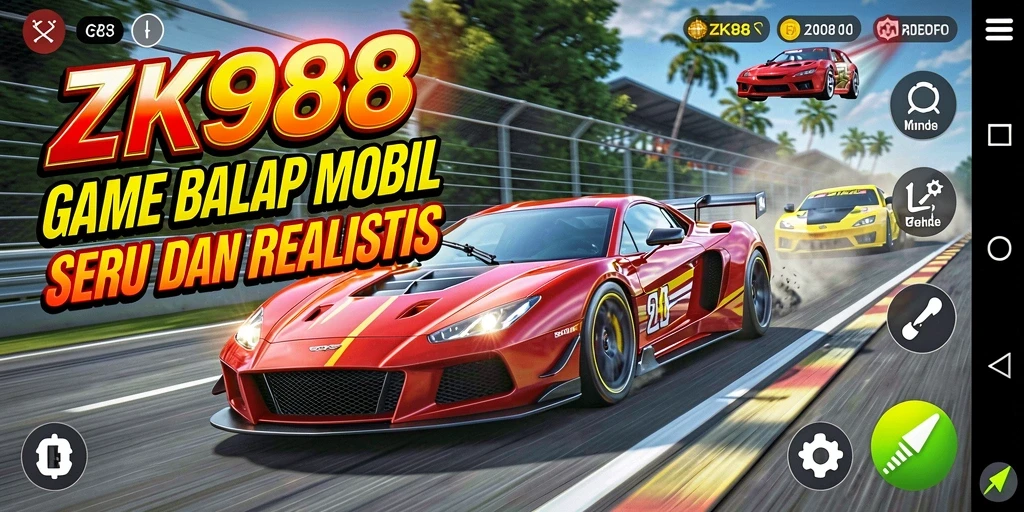 Tampilan gameplay balap mobil yang mendebarkan di ZK988.